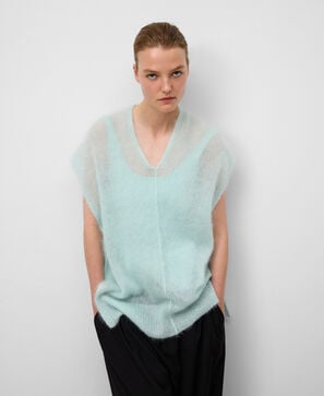 Chaleco punto con mohair mujer