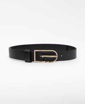 Leather black belt woman