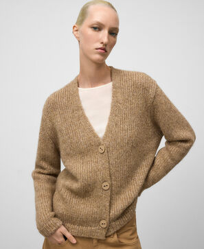Knit V-neck cardigan woman