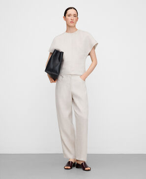 Barrel fit linen trousers