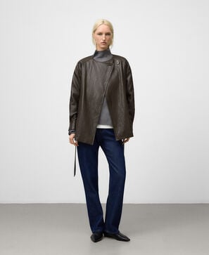 Non-Leather straight-cut jacket woman