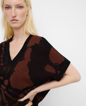 Jacquard knit animal print sweater