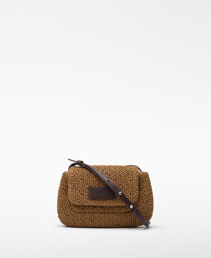 Mala a tiracolo mini com textura de ráfia para mulher