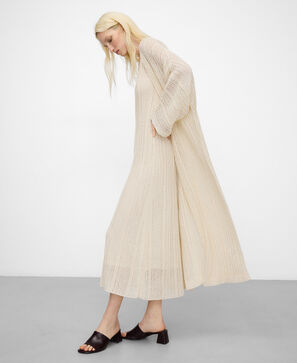 Long openwork knit kimono jacket