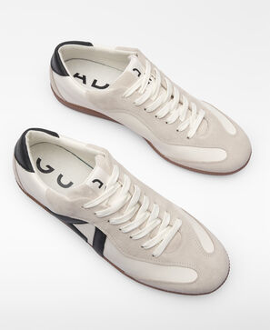 Leather and suede maxi logo sneaker