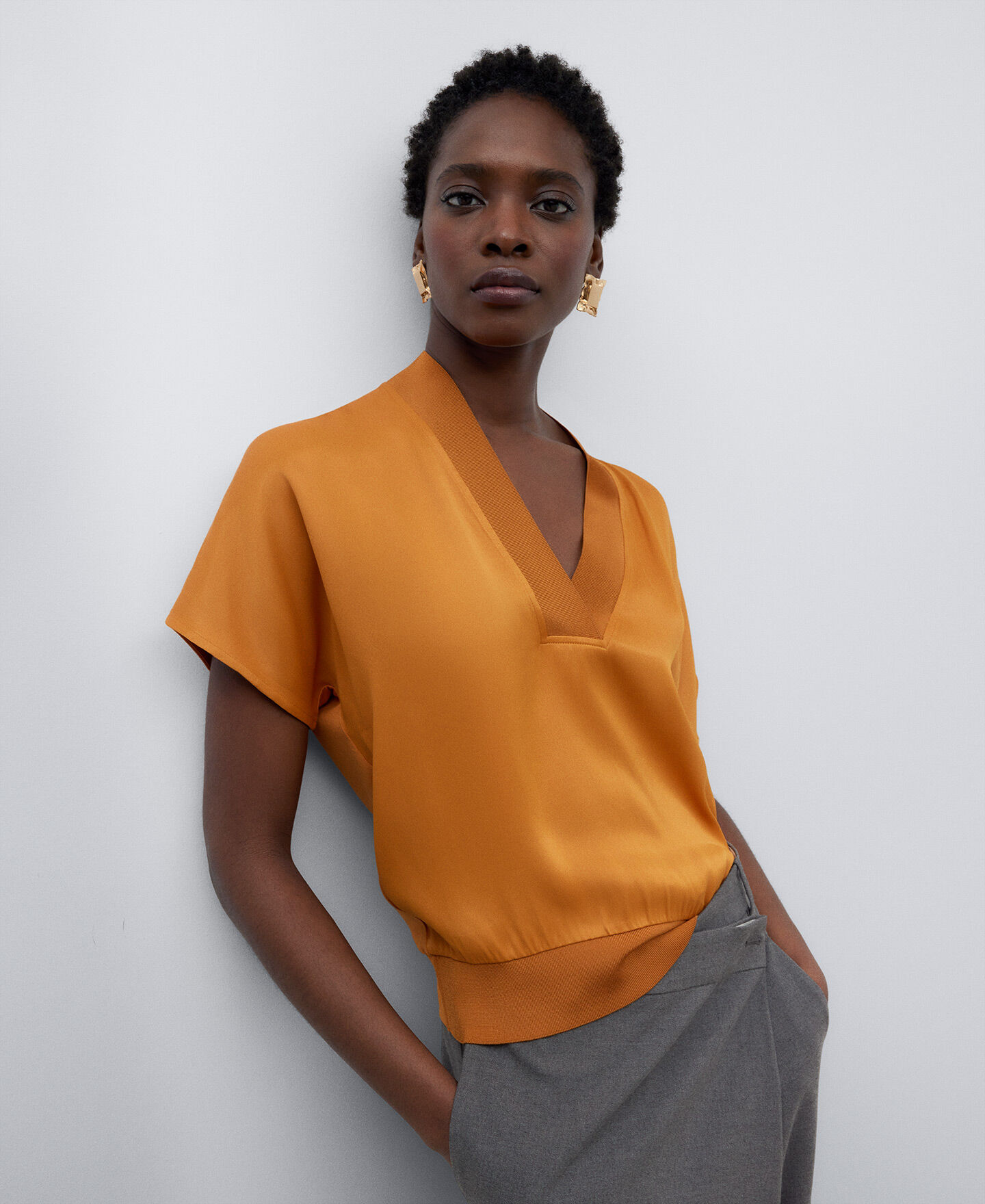 V neck T shirt woman AD USA