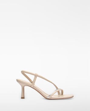Leather heeled sandal woman