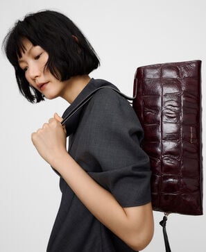 Mica croc-effect elongated bowling bag