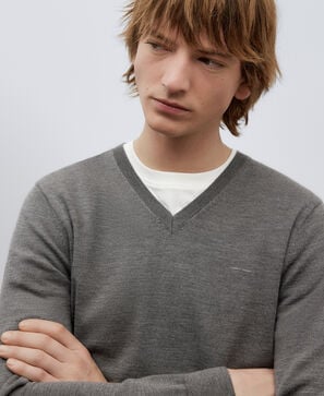 Merino wool V-neck jumper