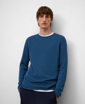 Rolled neck structured knit T-shirt man