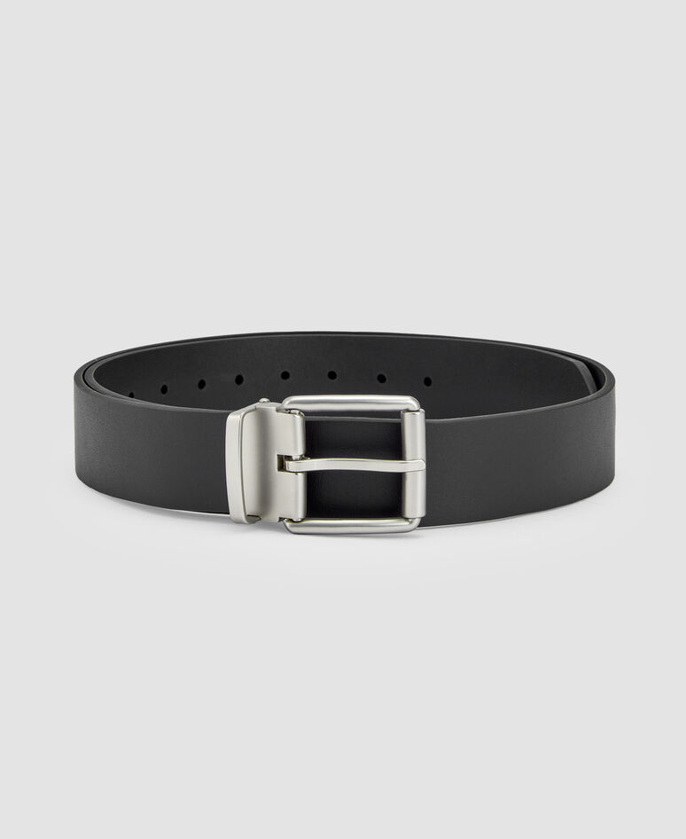 Leather belt with metal buckle