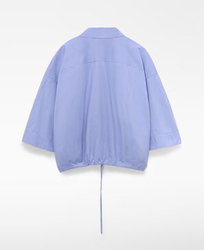 Camisa boxy de algod&atilde;o com bainha ajust&aacute;vel