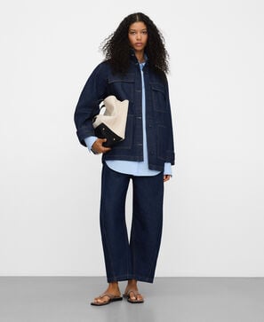 Cotton denim straight jacket