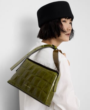 Mica croc-effect crossbody