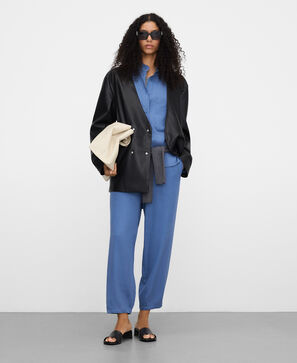 Barrel fit ankle-length trousers