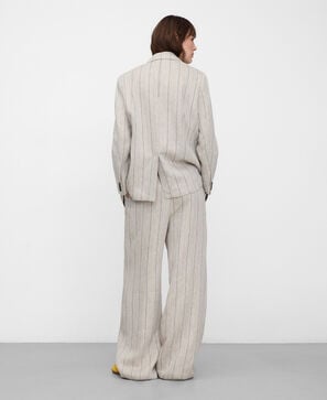 Blazer recto rayas lino europeo