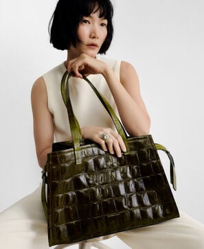 Mica croc-effect citybag