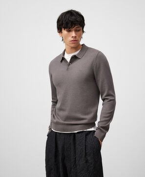 Langärmeliges Herren-Polohemd mit Melange-Optik