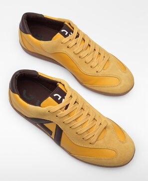 Maxi logo leather and suede sneaker