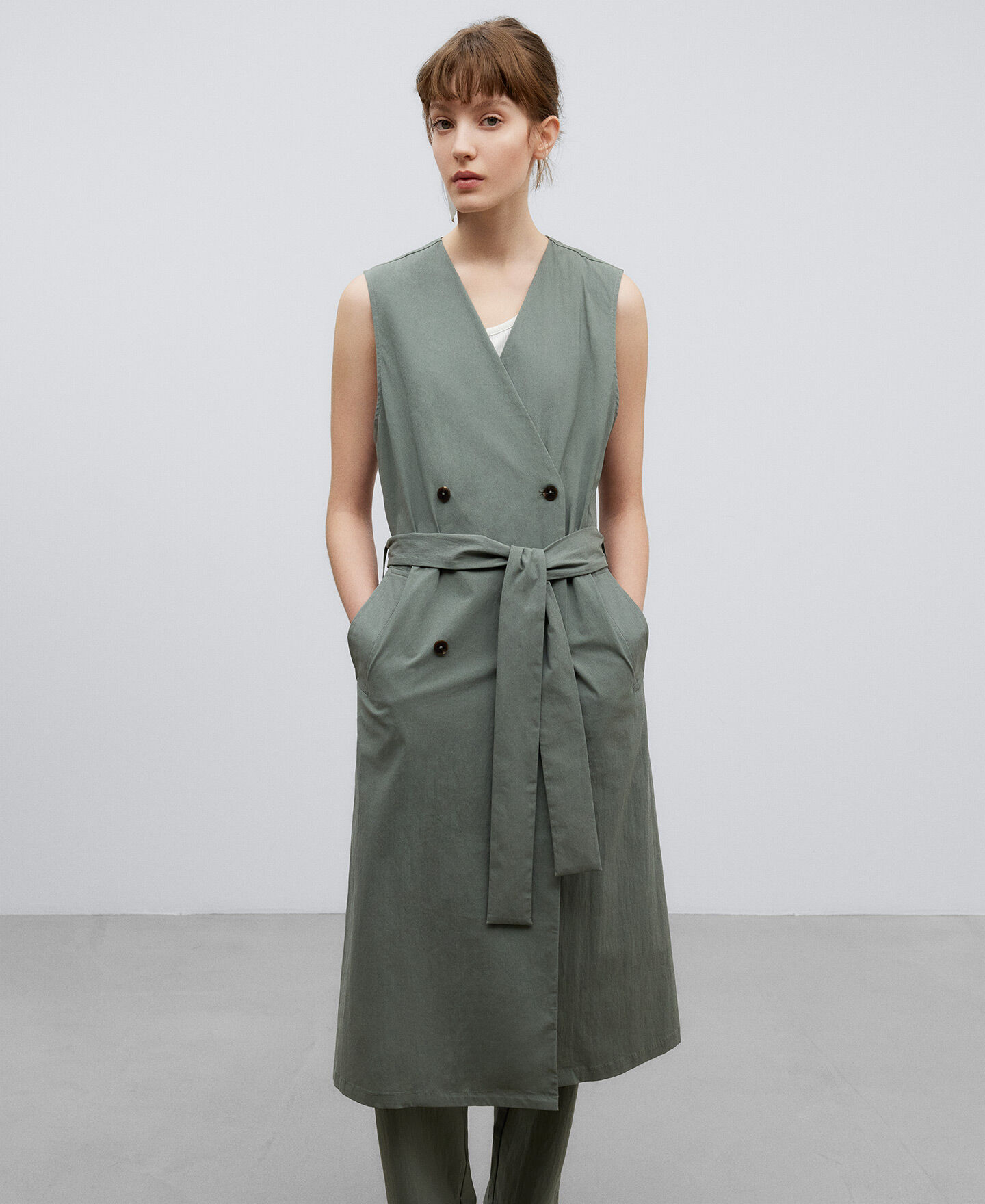 Gilet long vert femme clearance