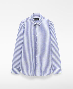 Linen and cotton regular fit striped shirt