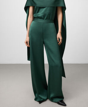Wide-leg satin trousers woman