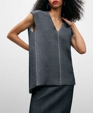 Chaleco de punto bicolor mujer