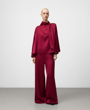 Top satinado cuello pañuelo mujer