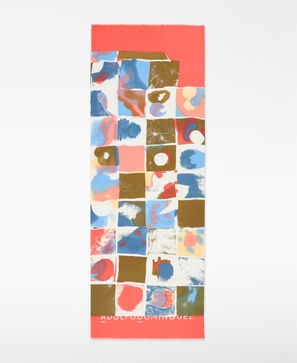 Organic cotton patchwork-print shawl