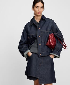 Cotton denim asymmetric jacket