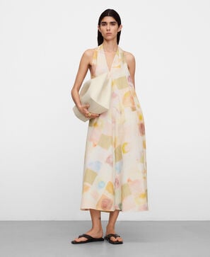 Vestido estampado escote pico