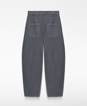 Cotton denim barrel fit trousers