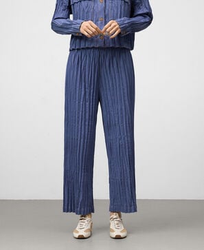 Pantalón tobillero crinkle mujer