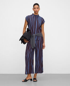 Two-tone irregular pleated trousers