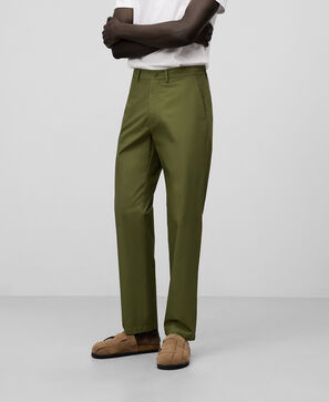 Calças retas em popeline de algodão para homem