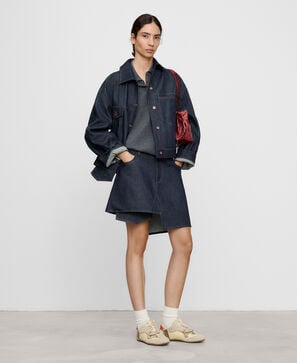 Minifalda asim&eacute;trica denim algod&oacute;n