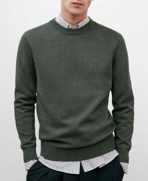 Crew neck cotton sweater for men