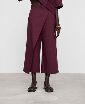 Poplin cross-front culotte trousers