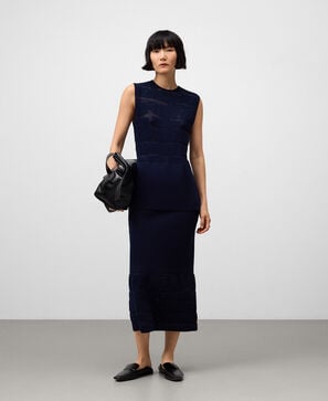 Jacquard knit straight skirt woman
