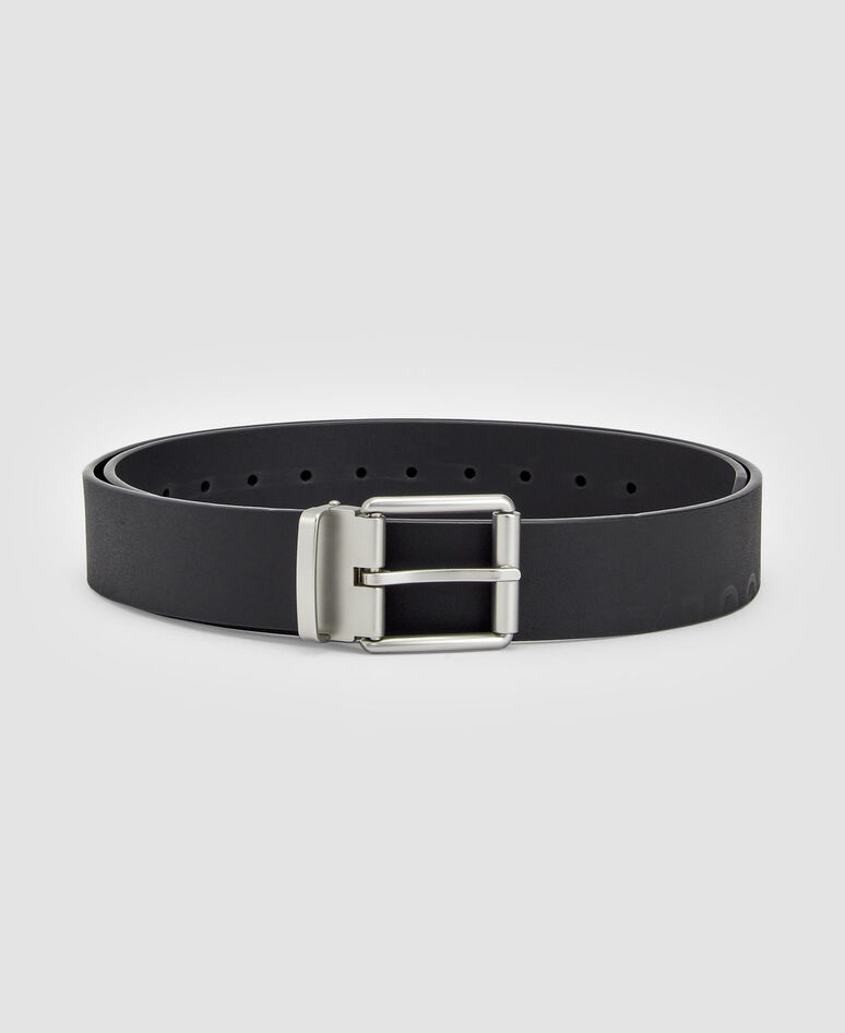 Leather belt with metal buckle