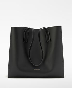 Mica leather horizontal shopper bag