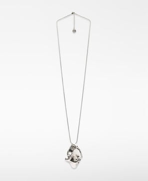 Metal necklace with pearl woman