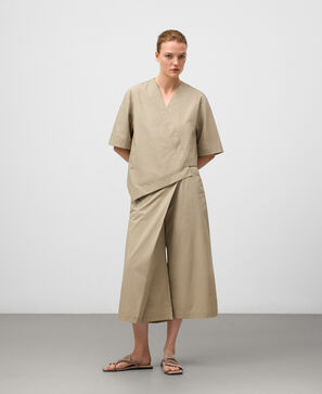 Cotton cropped wrap trousers woman