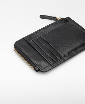Leather patchwork small wallet woman