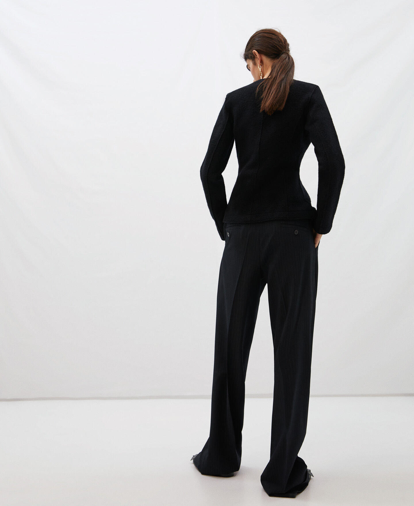 boiled wool crossover coat