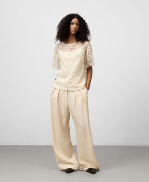 Embroidered knit top woman