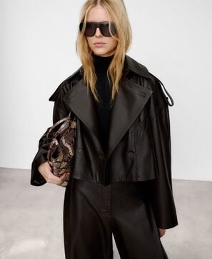 Leather short biker jacket