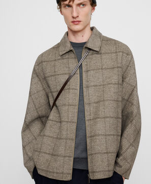 Wool blend double-faced checkered jacket