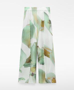 Pantal&oacute;n palazzo crinkle estampado