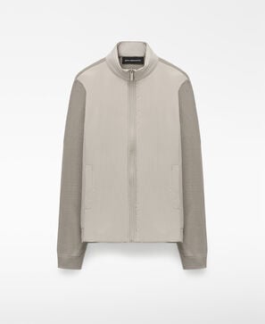 Knit and nylon cardigan